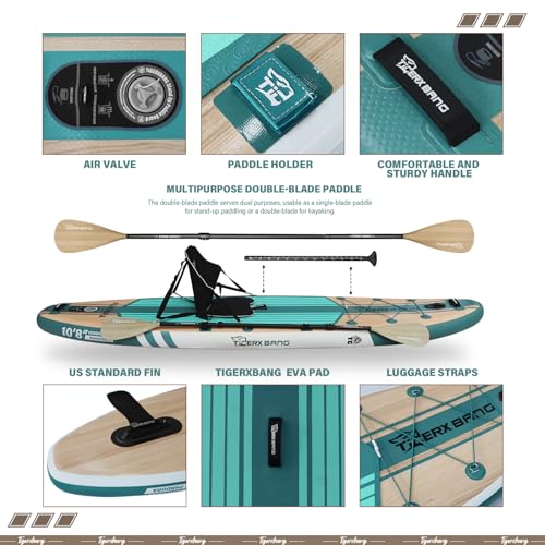 TIGERXBANG Paddle Board 10.8 Stand Up Paddle Board Pandora Collection Verdigris Green