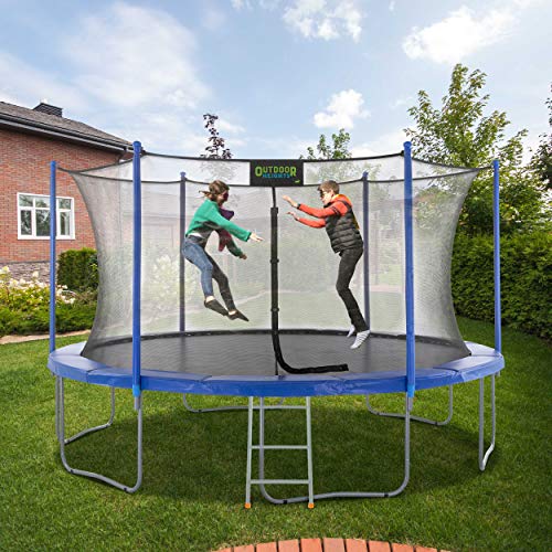 Outdoor Heights 16 Ft Trampoline with Enclosure and Ladder Blue