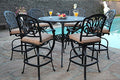 GrandPatioFurniture.com CBM Patio Elisabeth Collection 7 Piece 48" Cast Aluminum Bar Set Black Brown
