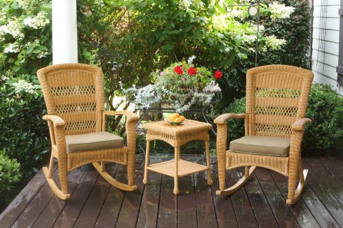 Tortuga Outdoor Portside Plantation 3pc Rocking Chair Set Amber