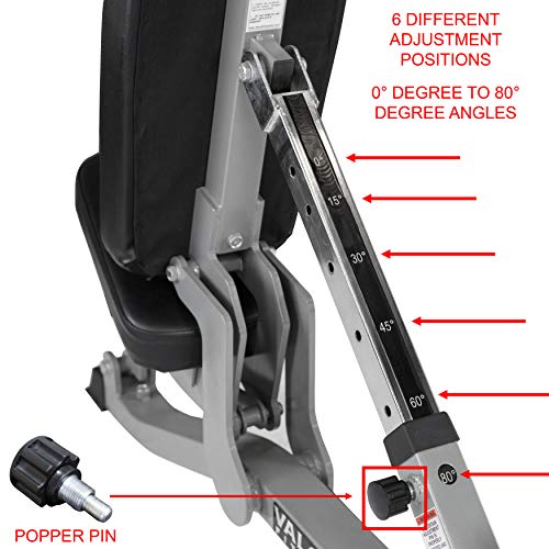 Valor Fitness Adjustable Weight Bench for Flat/Incline Bench Press with Wheels Black