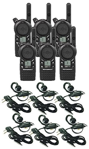 Motorola Solutions 6 Pack CLS1110 Walkie Talkie Radios with Headsets Black