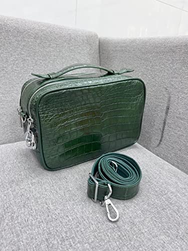 Vietnam Genuine Alligator Crocodile Leather Golf Shoe Bag Dark Green