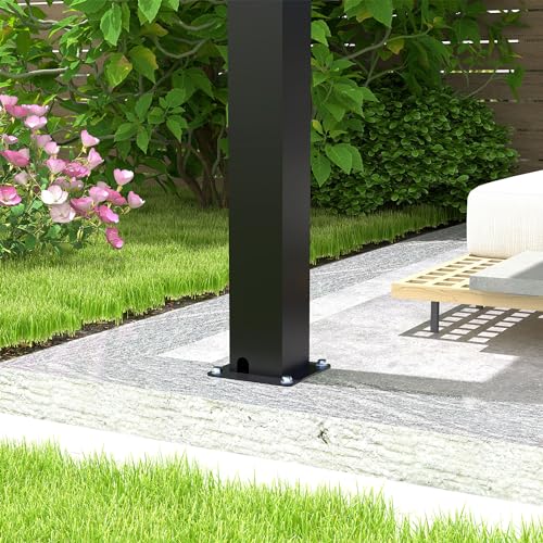 Kaimei Aluminum Pergola with Tilting Steel Louvers 10x19FT Outdoor Patio Cover Black