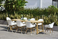 Amazonia Keystone 9-Piece Oval Patio Dining Set Grade A Teak Wood White Chairs