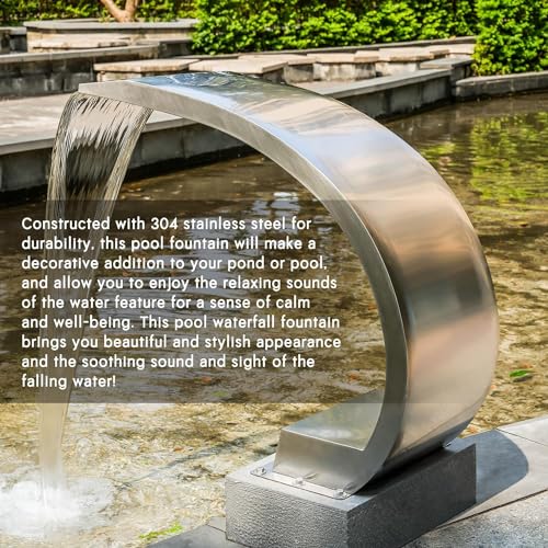 PONDO 304 Stainless Steel Swimming Pool & Garden Cascade Waterfall Fountain Brushed Finishing New