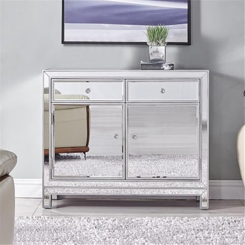 Elegant Lighting Reflexion Mirrored Nightstand Antique Silver