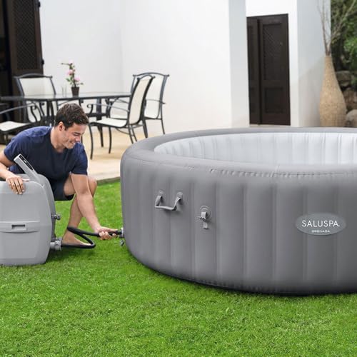 Bestway SaluSpa Grenada AirJet Inflatable Hot Tub with Non-Slip Seats and Padded Headrests, Gray