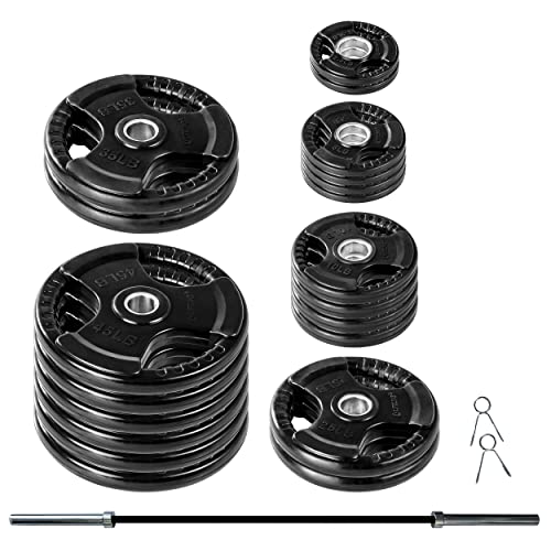 Lifeline Olympic Weight Plate Set with Bar and Collars Black