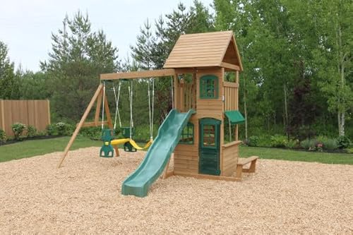 KidKraft Windale Fort Swing Set Brown