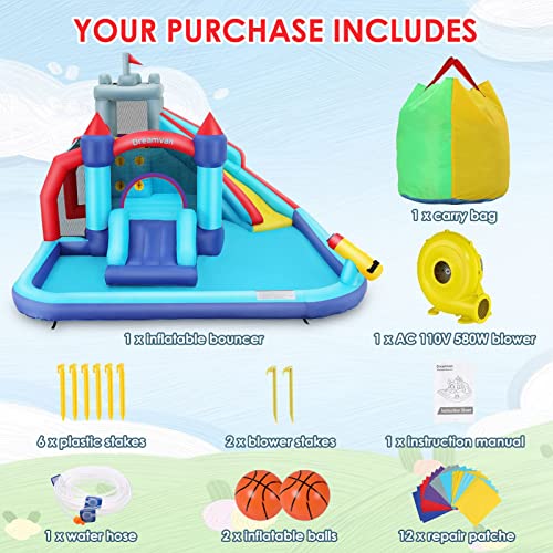 AKEYDIY 10-in-1 Inflatable Bounce House with Slide and Climbing Wall