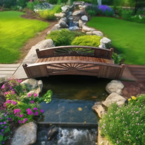 SamsGazebos Sunburst Garden Bridge 8 ft Brown