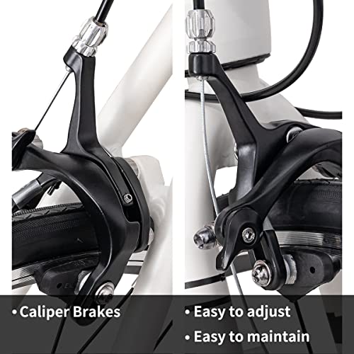 HH HILAND Hiland Road Bike 700c Racing Bike City Commuter Bicycle with 14 Speeds Drivetrain 60cm White