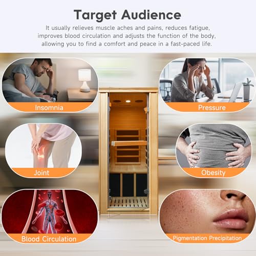 RIGO Far Infrared 1-Person Sauna Canadian Hemlock Wood