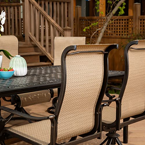 Hanover Brigantine 9-Piece Weather-Resistant Outdoor Dining Set Tan