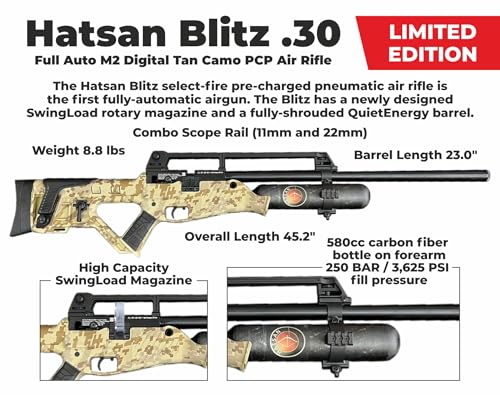 Wearable4U Hatsan Blitz Limited Edition PCP Air Rifle Bundle .30 Cal Digital Tan Camo with Pellets & Targets