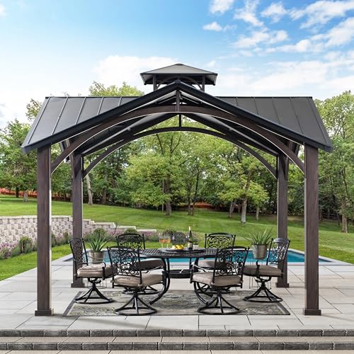 Sunjoy 12.5x12.5 ft. Hardtop Gazebo Aluminum & Galvanized Steel Black