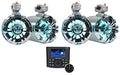 Rockville RGHR45 4 Zone Marine Bluetooth Radio Bundle with (4) WB65KLED 6.5" 600W LED Tower Speakers