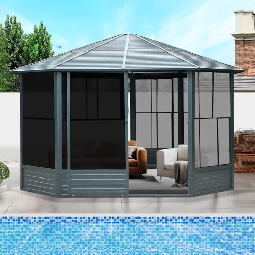 ANTSKU 13x13 FT Hardtop Gazebo Dark Gray