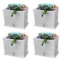 Good Ideas Savannah Colonial Style 42 Gallon Rain Saver Barrel with Planter and Brass Spigots Light Gray 4 Pack