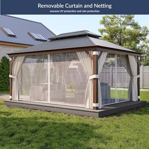 BELLEZE 12x16ft Hardtop Gazebo Brown