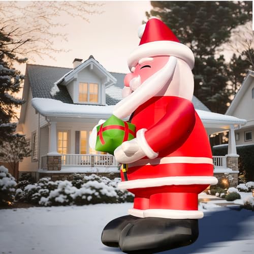 OZIS Giant 14.5Ft Inflatable Santa Claus with Gift Red