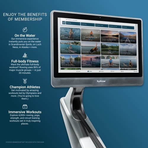 Hydrow Rowing Machine with Immersive 22" HD Rotating Screen Black/Silver
