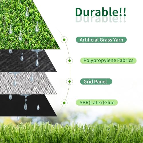 SunVilla Artificial Grass Rug Indoor Outdoor 13ft x 25ft Green/Olive Green/Yellow