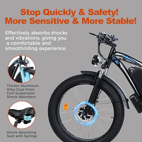 Ronson Electric Bicycle for Adults Dual Motor 1000W/2000W 48V/23AH Black-2000W (New upgraded style)