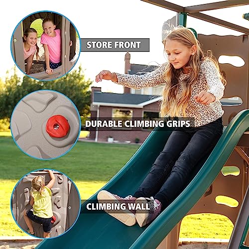 Lifetime Adventure Tower Deluxe Swing Set Playset Earthtone