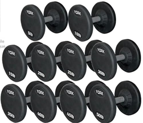 York Barbell 5-50 lb. Rubber Pro Style Dumbbell Set