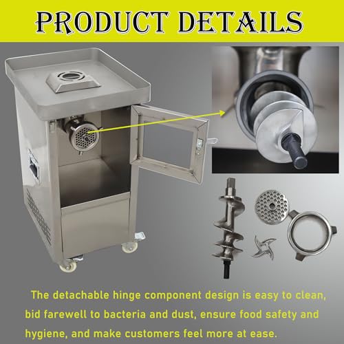 HQHAOTWU Electric Meat Grinder Stainless Steel 2200W Silver