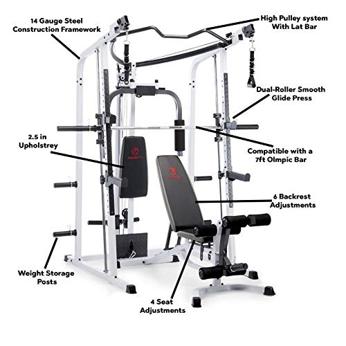 MARCY Pro Smith Cage Home Gym System White
