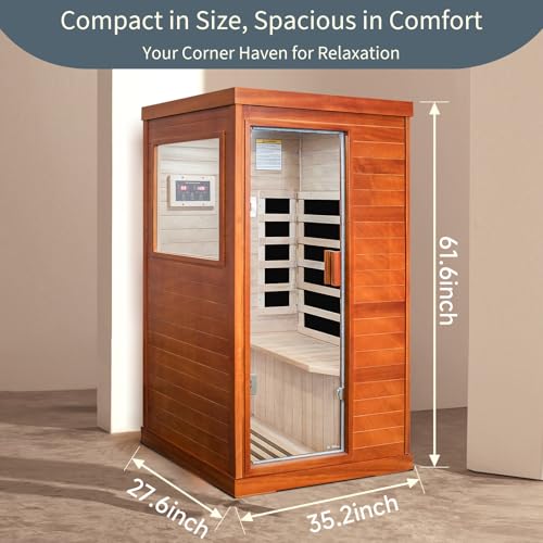HOSAUNA Far Infrared Indoor Sauna for 1 Person with Control Panel