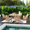 Cambridge Casual Sydney Teak Wood 7 Piece Outdoor Dining Set All-Weather Wicker/Light Tan