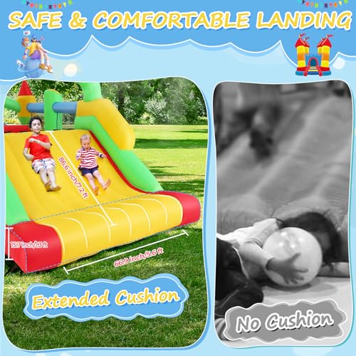 Whubefy Inflatable Obstacle Course Bounce House 18x8.2FT Multi-Color