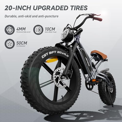 EOSBIKE JANSNO Electric Bike for Adults 20" x 4.0 Fat Tire Electric Bicycle Black