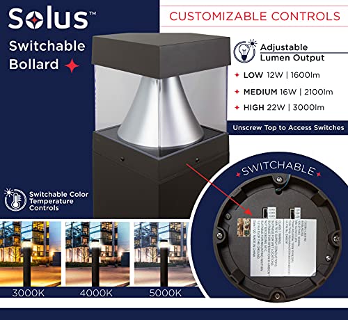 Solus Square Bronze LED Landscape Bollard Light