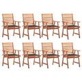 Patio Dining Chairs Set of 8 with Cushions Solid Acacia Wood Outdoor Folding White and Other