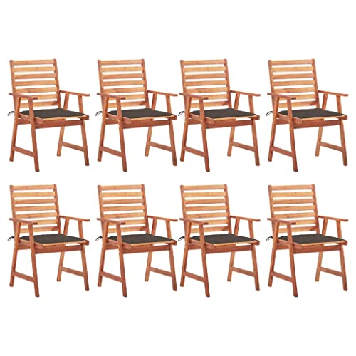 Patio Dining Chairs Set of 8 with Cushions Solid Acacia Wood Outdoor Folding White and Other