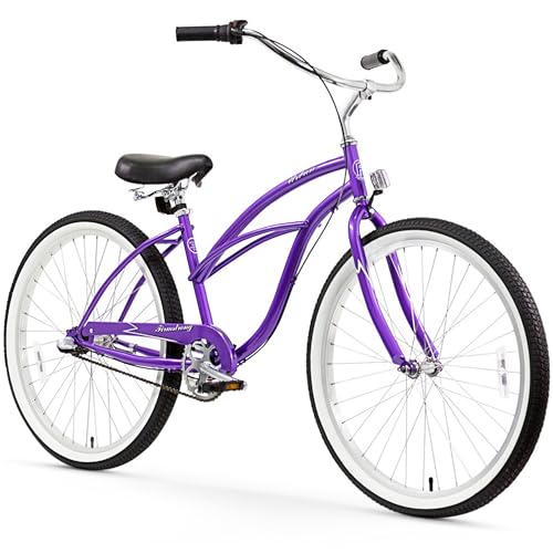 Firmstrong Urban Women's Beach Cruiser Bike 3 Speed 26 Inch Purple w/ Black Seat/Grips