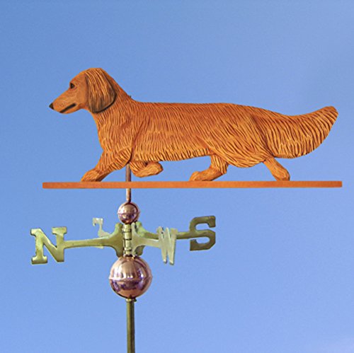 Dachshund Hand Carved & Painted Weathervane Red Long Hair 32 Inch
