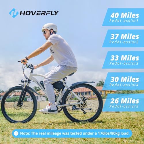HOVERFLY OUREA Electric Bike 26" 750W Peak Motor Mountain Ebike White