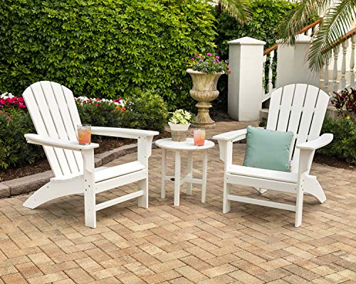 TREX Outdoor Furniture Yacht Club 3-Piece Adirondack Chair Set with Side Table Brown