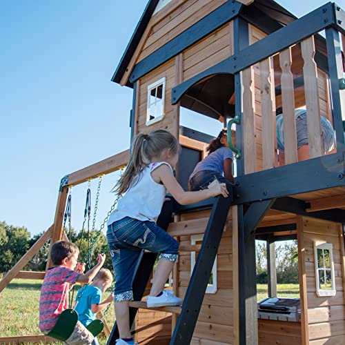 Backyard Discovery Canyon Creek Cedar Swing Set with Green Slide
