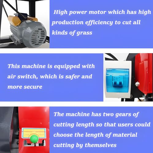 Banfluxion 220V 6-Blade Hay Cutter Pulverizer Grass Crusher Red