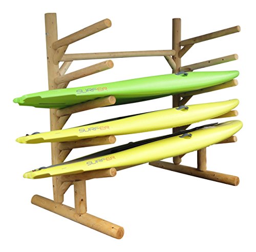 Log Kayak Rack 5 Place 1 Sided SUP Natural