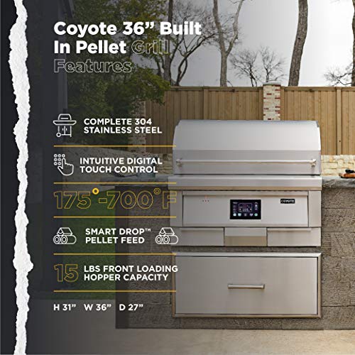 COYOTE OUTDOOR LIVING 36" Built-in Pellet Grill Stainless