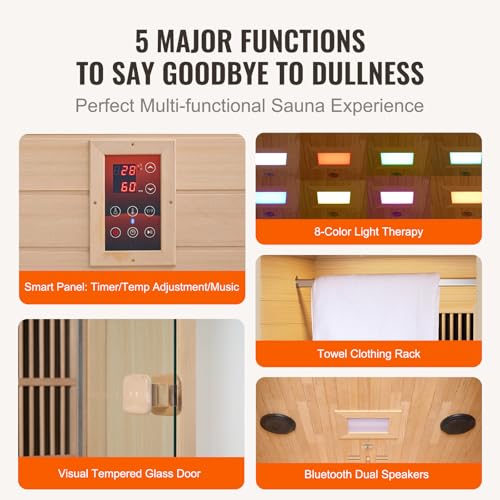 VEVOR 1 Person Far Infrared Wooden Sauna Brown