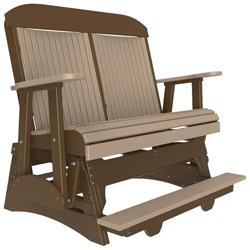 Furniture Barn USA Poly Lumber 4' Balcony Classic Glider Weatherwood & Chestnut Brown